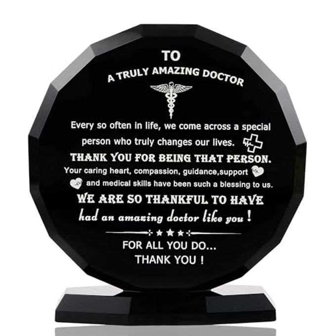 Qianwei Doctor Appreciation Gifts for Women Men Crystal Plaque Decor Thank You Doctors Gift for Doctor's Day Best Appreciate Grateful Dr. Present for Birthday Christmas Retirement for Famale Male Desk Keepsakes - Image 4