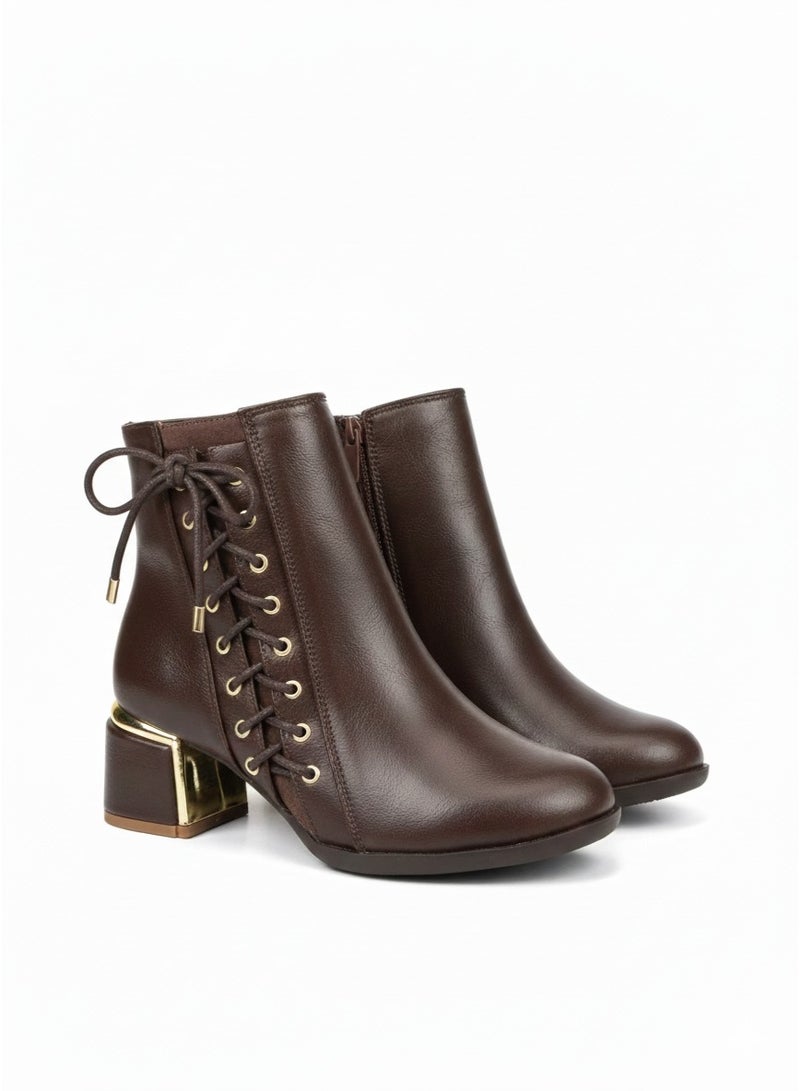 فيبراندا بوت أنيق برباط وكعب عريض مريح. B-61 - Image 2