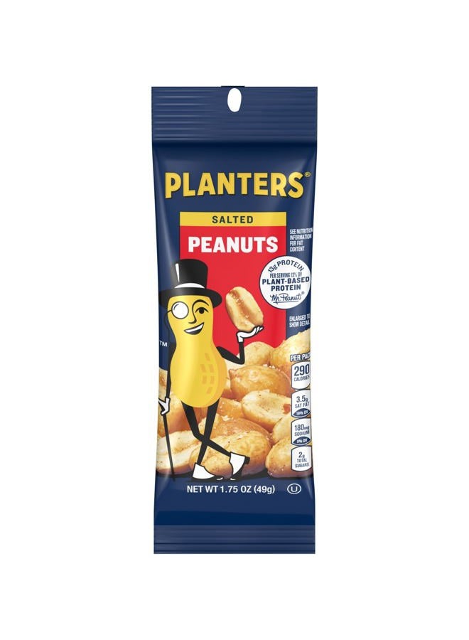 PLANTERS Salted Peanuts, Nuts Individual Packs, Party Snacks, Snack Nuts, Snacks On the Go, Plant-Based Protein, Snacks for Adults, After School Snack, Kosher, 1.75 oz Bag (Pack of 12) - Image 1