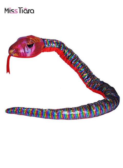 Wild Sequin Snake Plush Stuffed Animal Plush Toy Reversible Flip Sequin Toys for Kids 140 CM