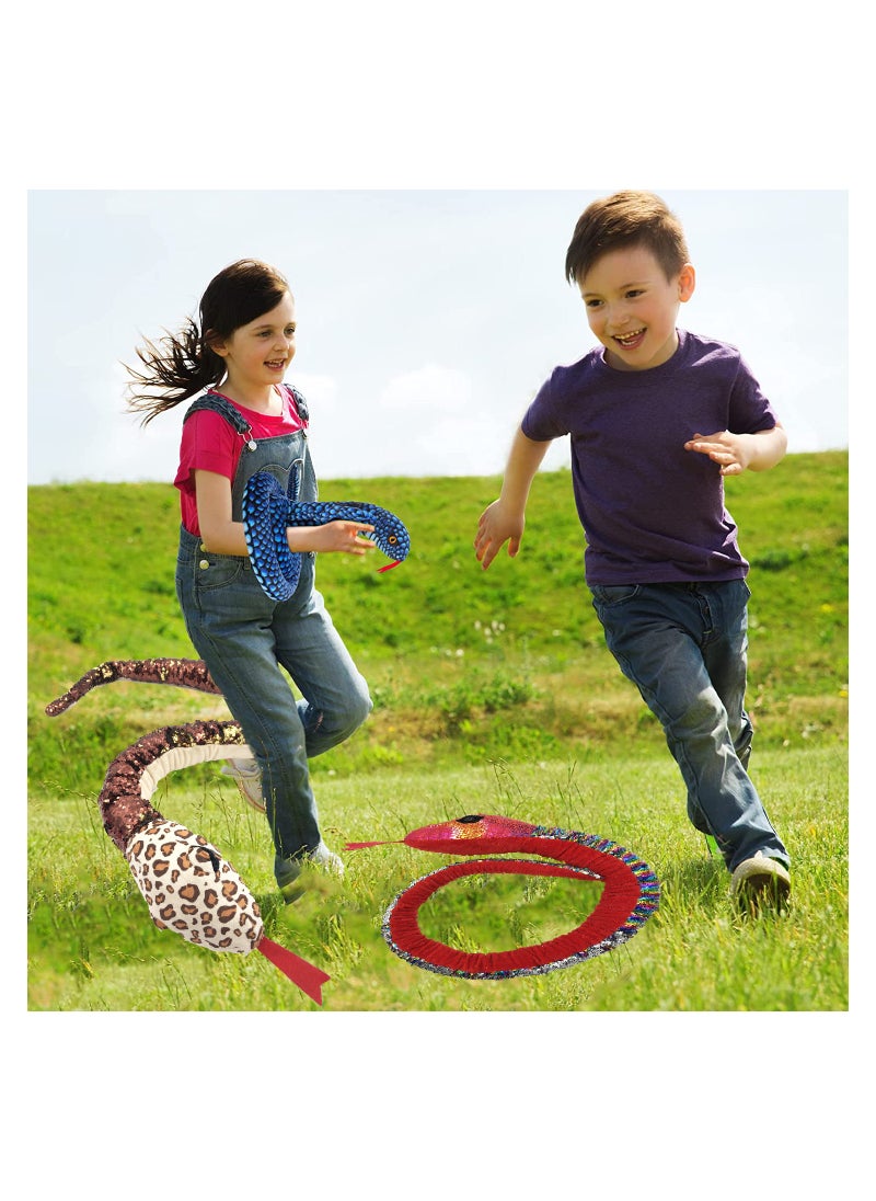 MissTiara - Wild Sequin Snake Plush Stuffed Animal Plush Toy Reversible Flip Sequin Toys for Kids 140 CM - Image 1