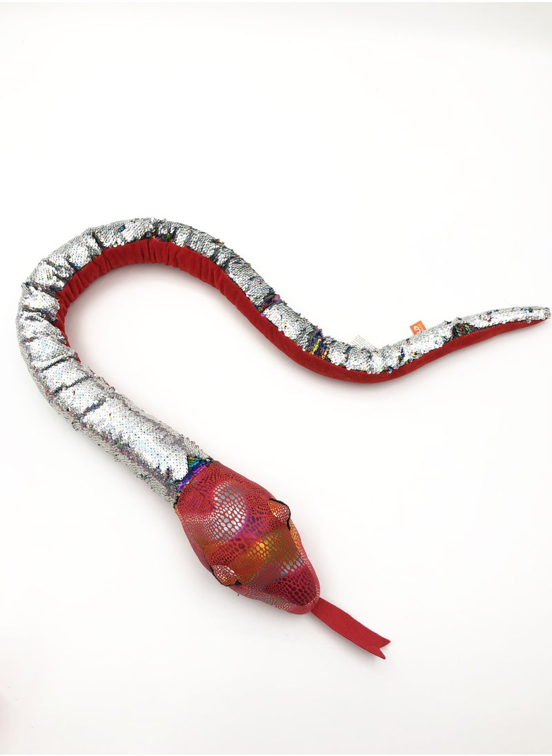 MissTiara - Wild Sequin Snake Plush Stuffed Animal Plush Toy Reversible Flip Sequin Toys for Kids 140 CM - Image 1