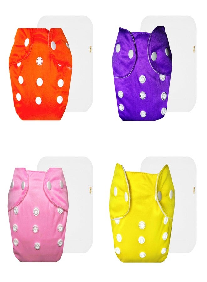 حفاضات دمبلدو لايت القماشية مع حشوة قطنية (عبوة من 4) | مضادة للحساسية | وسادة ماصة بست طبقات | أزرار كبس قابلة للتعديل | مثالية لفصل الصيف الهندي | من 3 أشهر إلى سنتين | للجنسين - Image 1