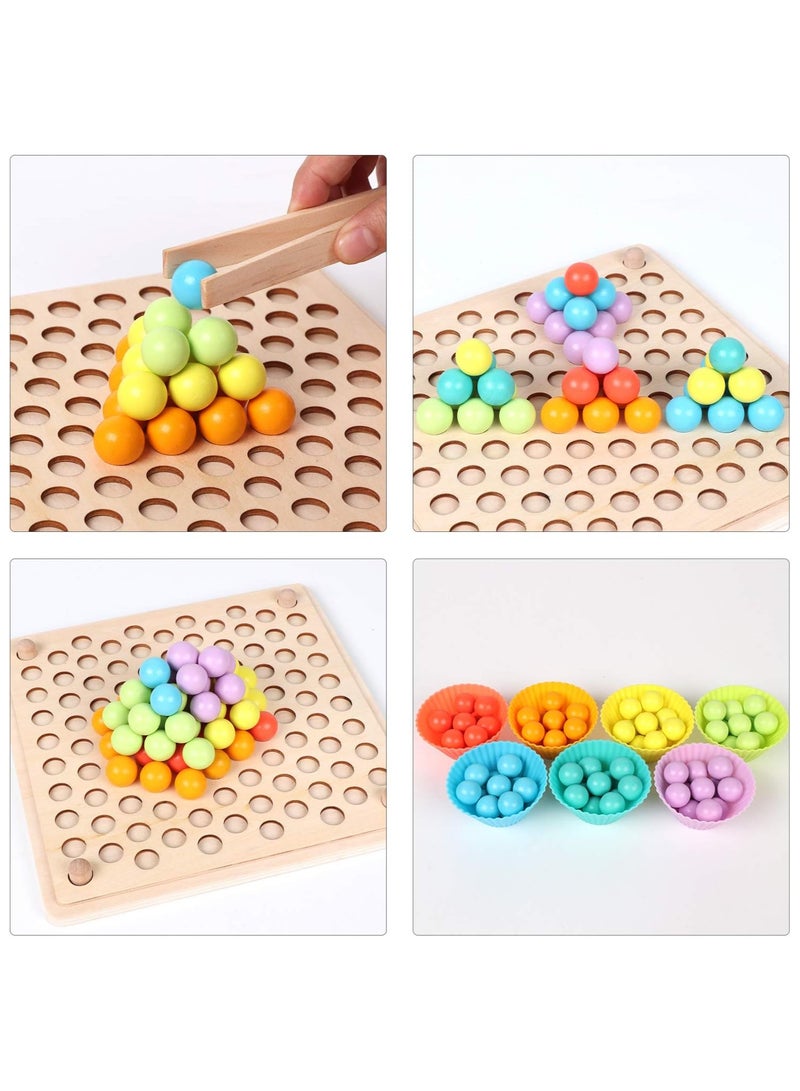 Wooden Peg Board Beads Game, Learning Montessori Toys,Color Sorting Stacking Matching Toys for Toddlers, Counting Toy for Kids, Educational Games for Fine Motor Math, Gift for Girls and Boys - Image 3