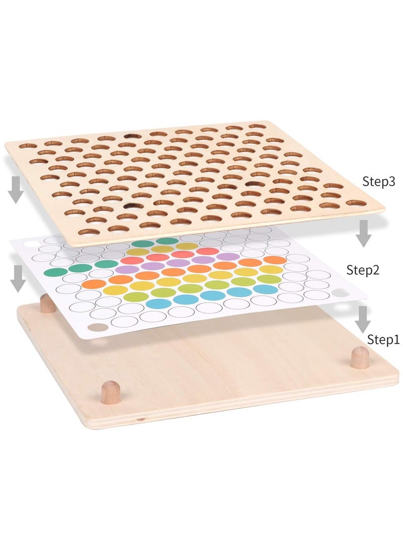 Wooden Peg Board Beads Game, Learning Montessori Toys,Color Sorting Stacking Matching Toys for Toddlers, Counting Toy for Kids, Educational Games for Fine Motor Math, Gift for Girls and Boys - Image 2