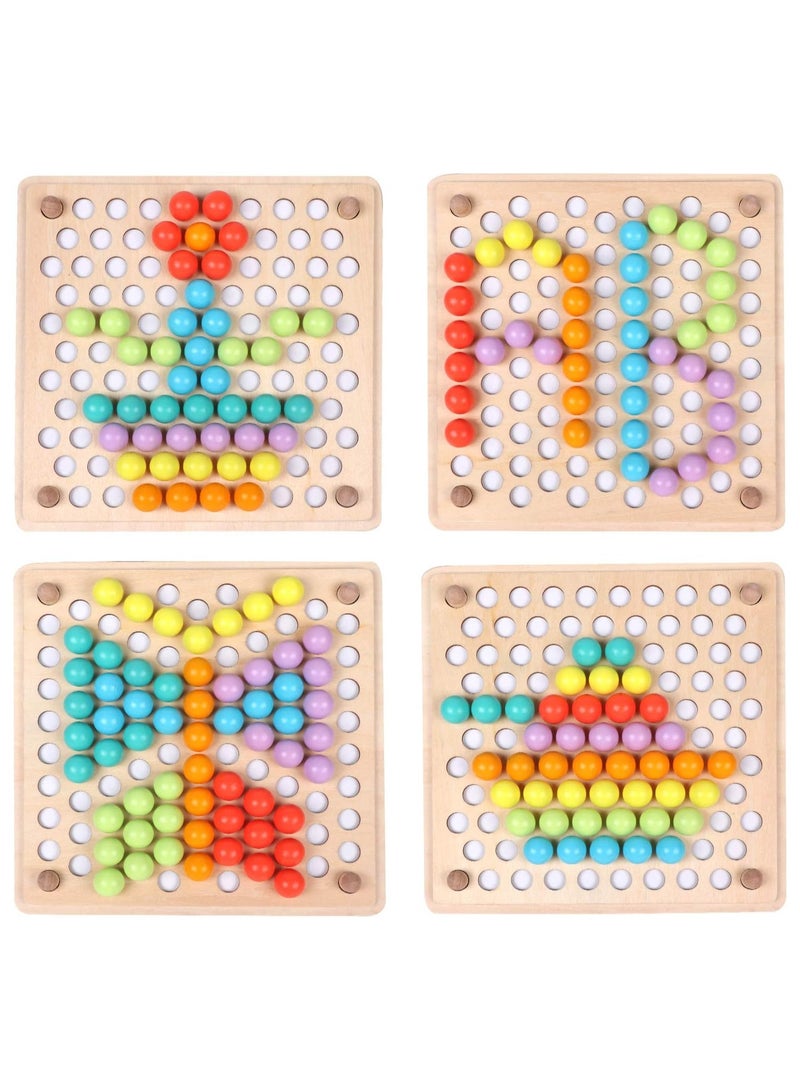 Wooden Peg Board Beads Game, Learning Montessori Toys,Color Sorting Stacking Matching Toys for Toddlers, Counting Toy for Kids, Educational Games for Fine Motor Math, Gift for Girls and Boys - Image 4