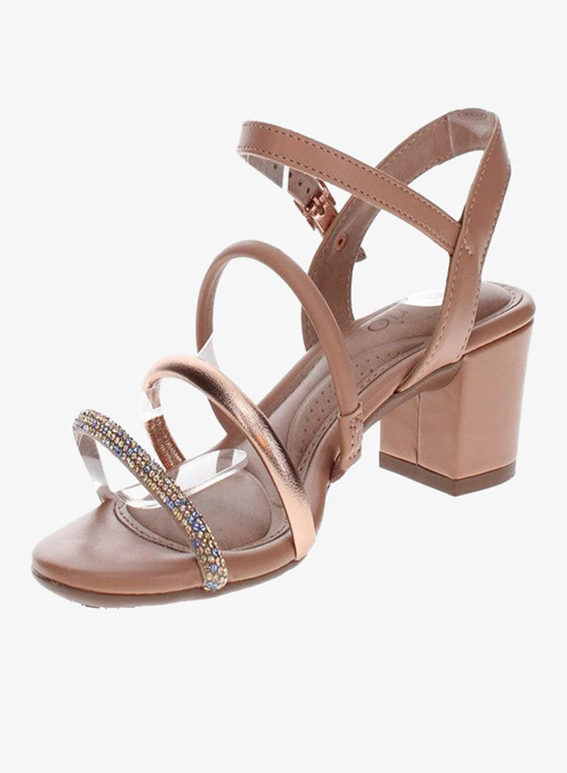 Beira Rio Nude Mid Heels Sandals for Women – Sling Back Heel Sandals for Girls with Ankle Strap for Women | Best Price UAE