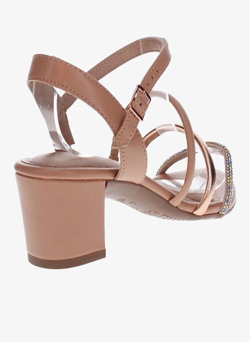Beira Rio Nude Mid Heels Sandals for Women – Sling Back Heel Sandals for Girls with Ankle Strap for Women | Best Price UAE