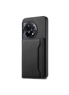 erorex For OnePlus Ace 2 Calf Texture Card Bag Design Full Coverage Phone Case(Black) 