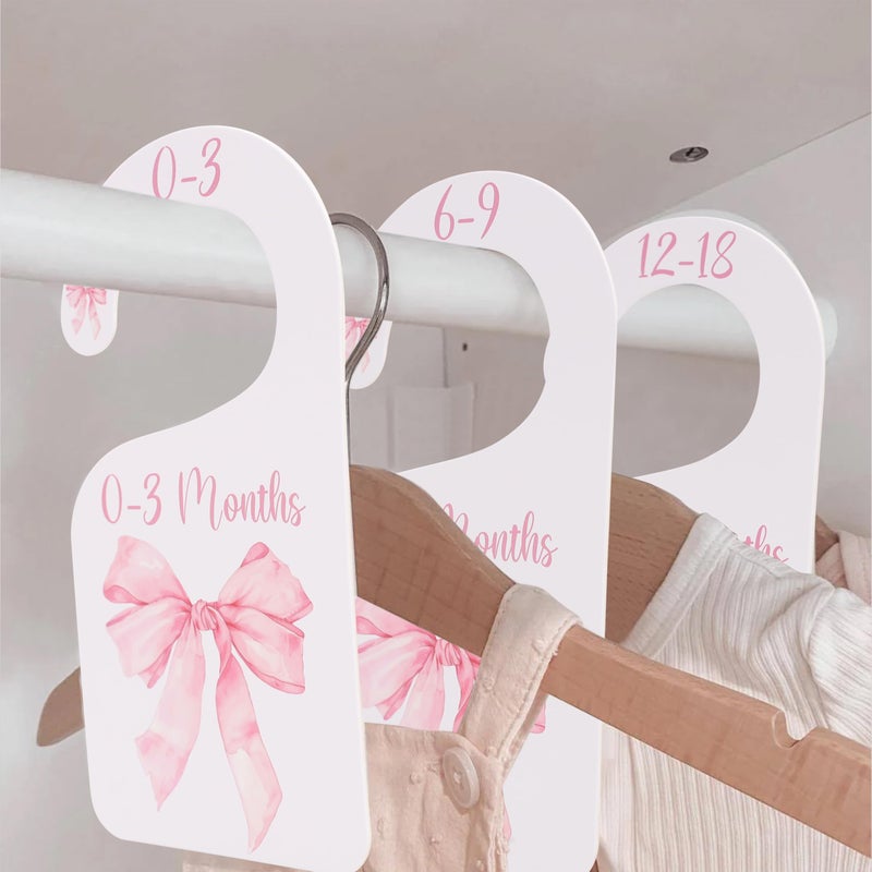 UOAOU Bow Nursery Closet Dividers - Bow Baby Shower,Girl Closet Dividers,Baby Girl Closet Organizer with Bow,Newborn to 24 Months for Home Nursery (Pink) - Image 5