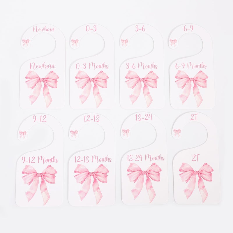 UOAOU Bow Nursery Closet Dividers - Bow Baby Shower,Girl Closet Dividers,Baby Girl Closet Organizer with Bow,Newborn to 24 Months for Home Nursery (Pink) - Image 3