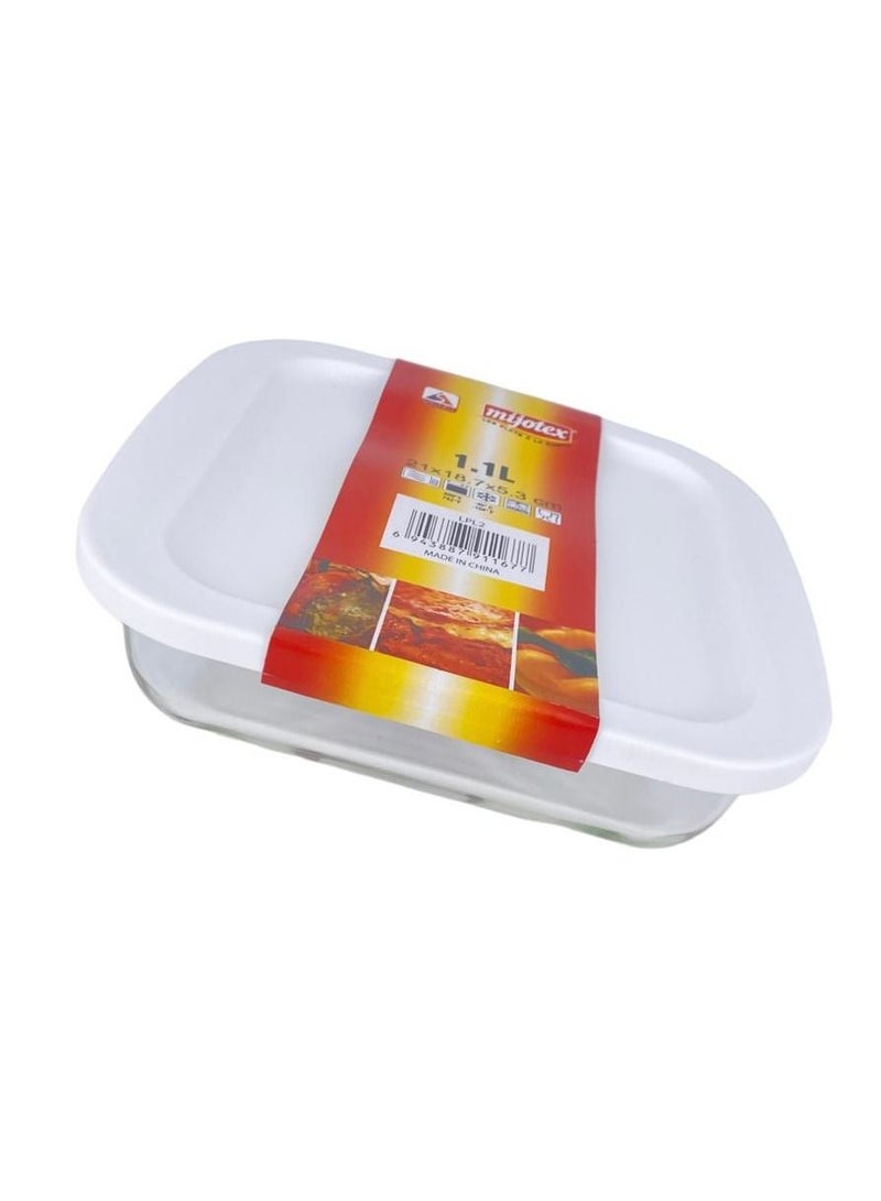 MIJOTEX Square Dish Glass Oven Tray White/Clear 1.1L - Image 2