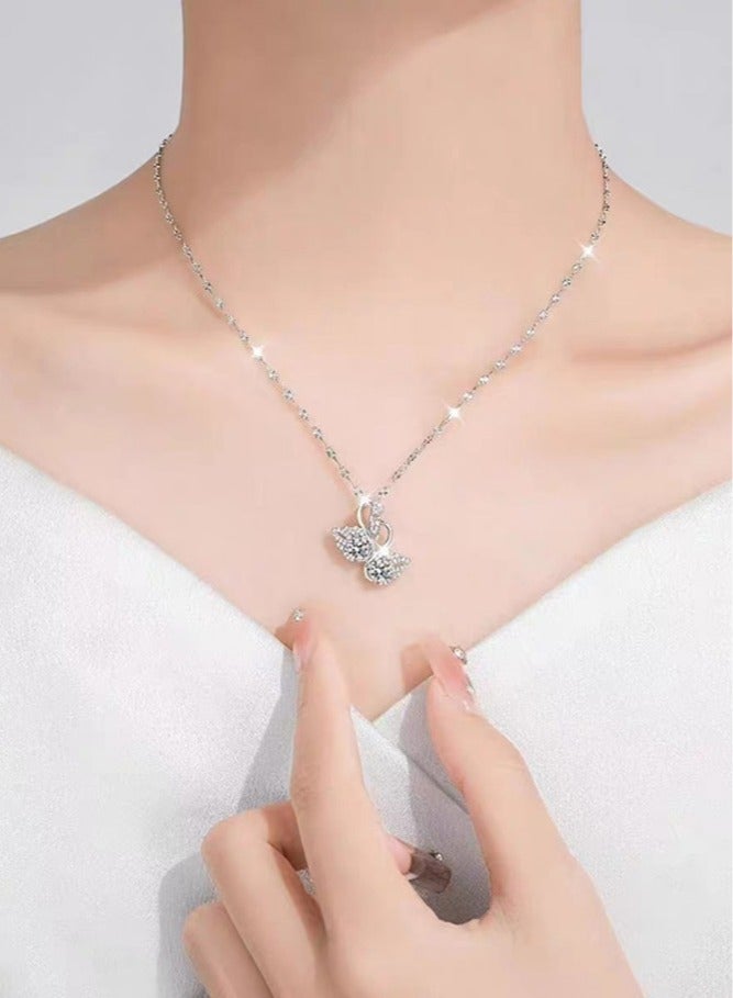 PLUSOX Studded Signature Swan Pendant Necklace - Image 4