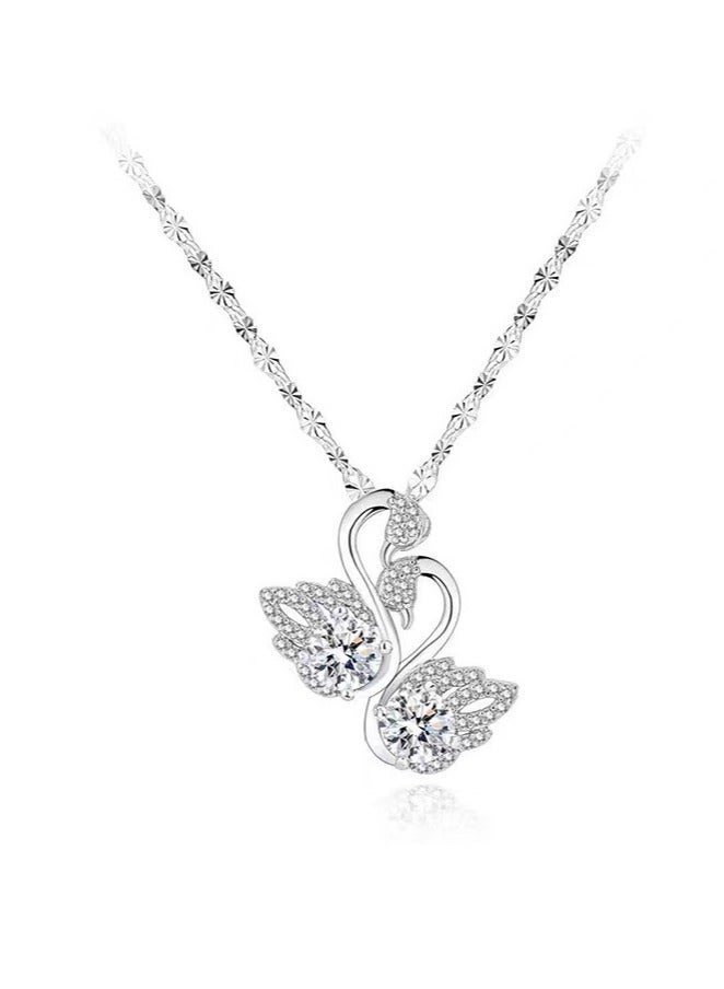 PLUSOX Studded Signature Swan Pendant Necklace - Image 5