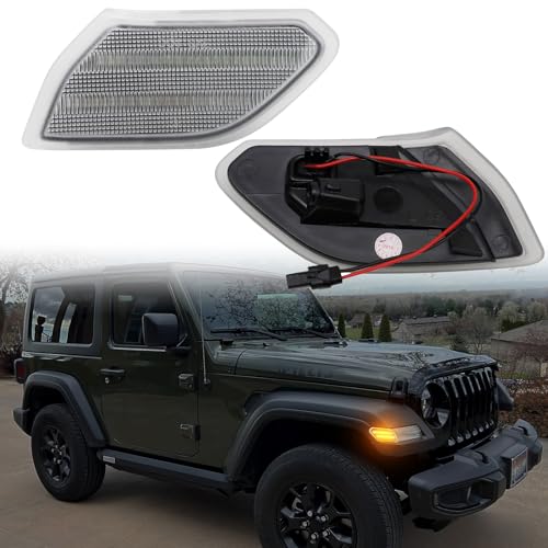 AUYICH LED Front fender Side Marker Light Compatible with Wrangler JL 2018 2019 2020 2021 2022 2023 2024, for Gladiator JT 2020 2021 2022 2023, Amber Light Accessories Plug & Play, Clear Lens - Image 3