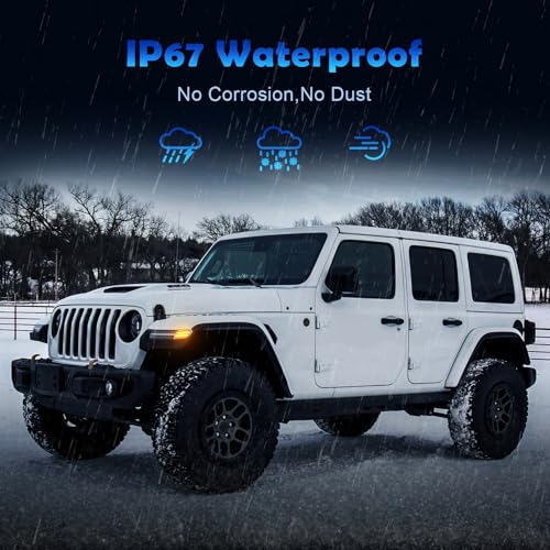 AUYICH LED Front fender Side Marker Light Compatible with Wrangler JL 2018 2019 2020 2021 2022 2023 2024, for Gladiator JT 2020 2021 2022 2023, Amber Light Accessories Plug & Play, Clear Lens - Image 5