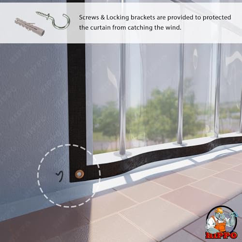 HIPPO Premium Outdoor Transparent Waterproof Balcony Curtain AC, Rain & Dust Protection with Rust Proof Eyelet/Grommet PVC Curtains for Terrace, Garden, AC Room (2.25X8.0FT, 1 PC) - Image 5