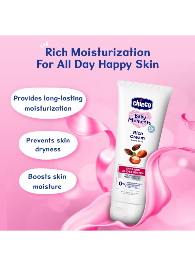 Chicco Baby Moments Rich Cream for Newborn Babies with Shea & Jojoba Butter, 100g| Rich Moisturization and Dryness Prevention |Dermatologically Tested |Phenoxyethanol, Parabens & Lauryl sulphates free - Image 3