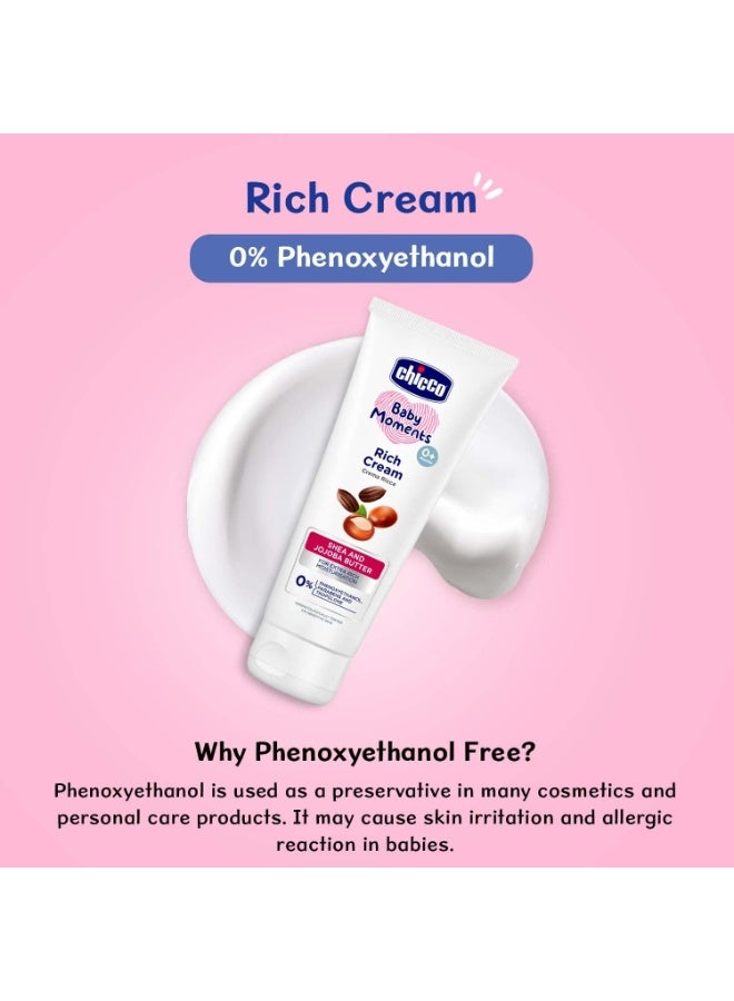 Chicco Baby Moments Rich Cream for Newborn Babies with Shea & Jojoba Butter, 100g| Rich Moisturization and Dryness Prevention |Dermatologically Tested |Phenoxyethanol, Parabens & Lauryl sulphates free - Image 2