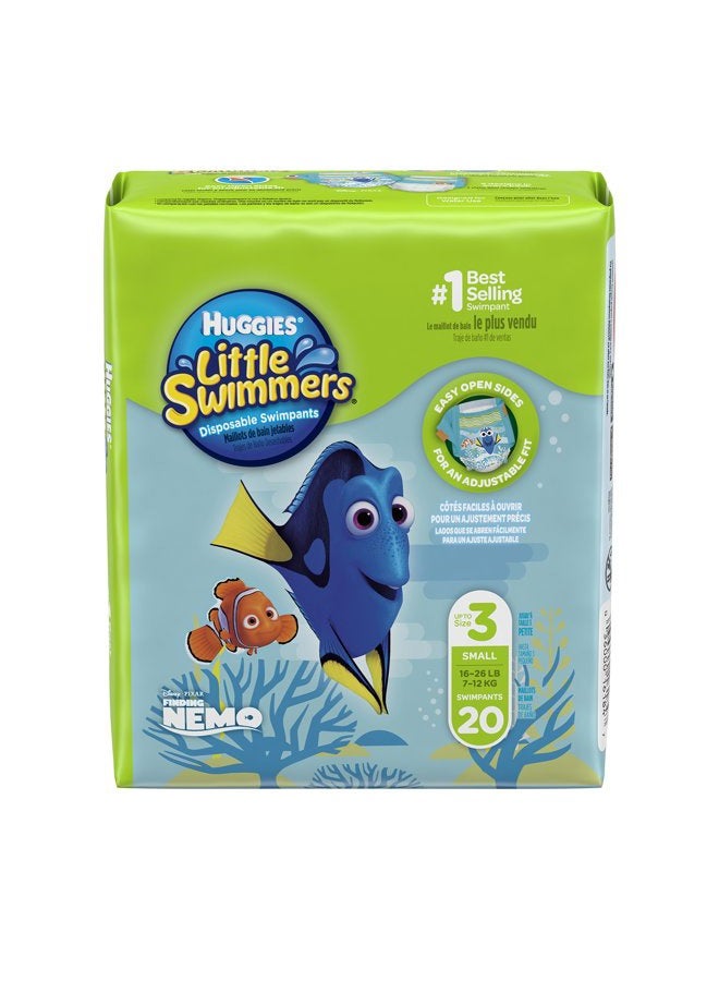 Huggies Little Swimmers Disposable Swim Diapers, Swimpants, Size 3 Small (16-26 lb.), 20 Ct. (Packaging May Vary) (Pack of 4)
