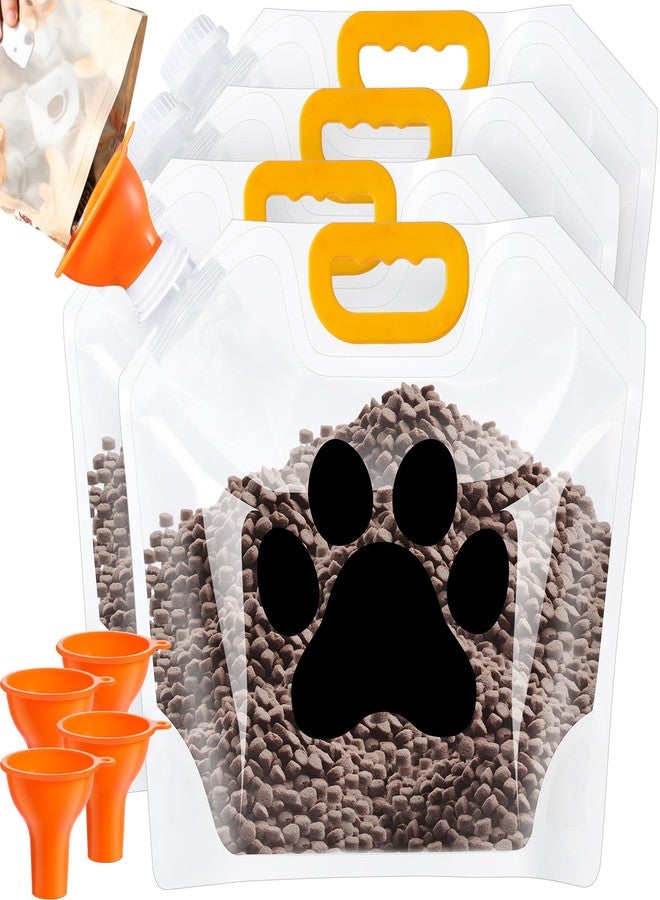 Beeveer 10 Lbs Dog Food Storage Containers 4 Pcs Dog Food Travel Bags and 4 Pcs Silicone Funnel, Pet Portable Containers with Pour Spout to Keep Fresh for Cereal, Dogs, Cats, Bird Seed - Image 1
