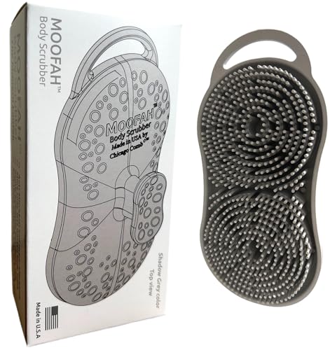 Chicago Comb MOOFAH™ Body Scrubber- Deep Cleansing, Gentle Exfoliation for Smoother Skin, Soft-Touch Bristles, Made in USA by Chicago Comb, Easy Rinse, Quick-Dry (Shadow Grey) - Image 1