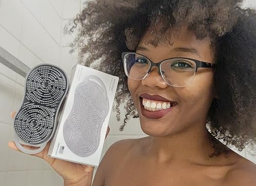 Chicago Comb MOOFAH™ Body Scrubber- Deep Cleansing, Gentle Exfoliation for Smoother Skin, Soft-Touch Bristles, Made in USA by Chicago Comb, Easy Rinse, Quick-Dry (Shadow Grey) - Image 4