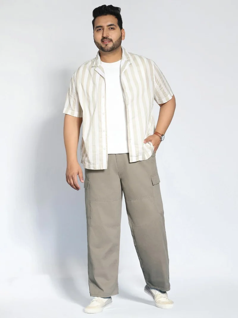 Urbano Fashion  Urbano Plus Men's Steel Grey Loose Baggy Fit Solid Cargo Chino Pant with 6 Pockets Non-Stretchable for Men | Best Price UAE