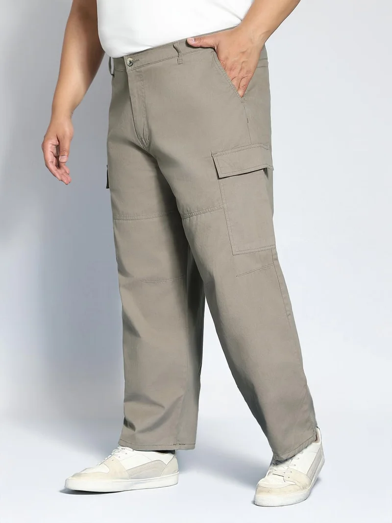 Urbano Fashion  Urbano Plus Men's Steel Grey Loose Baggy Fit Solid Cargo Chino Pant with 6 Pockets Non-Stretchable for Men | Best Price UAE