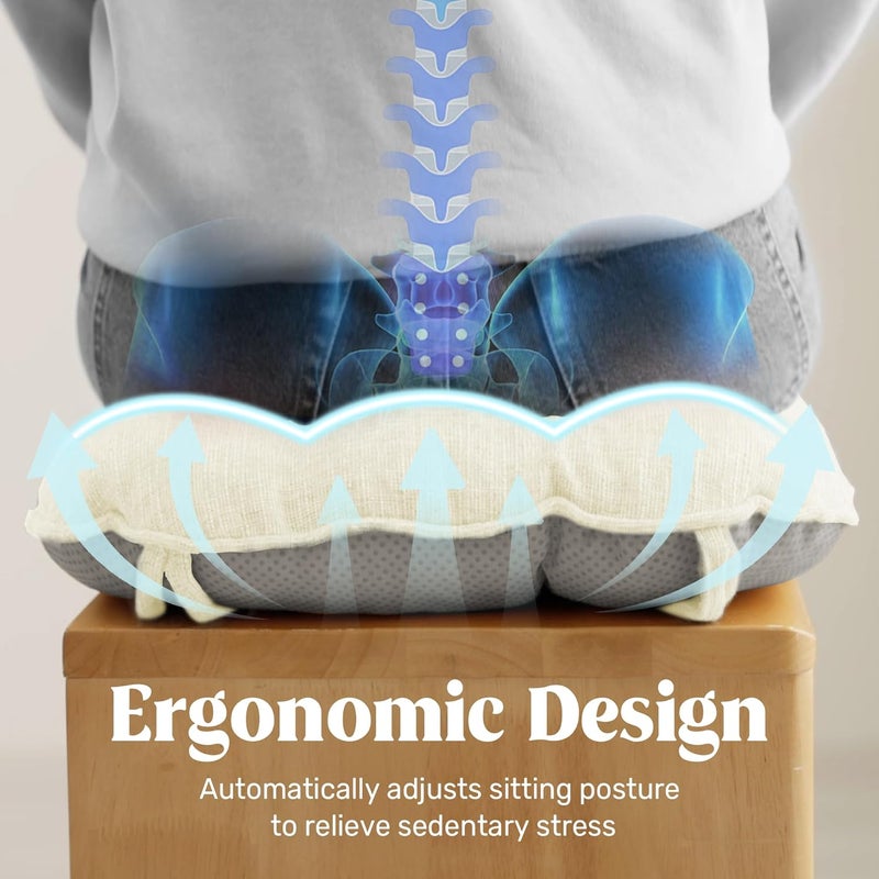 puredown ® Chair Cushions for Dining Chairs, Tufted Memory Foam Chair Pads with Non-Slip Backing, Kitchen Seat Cushions with Ties, Washable Seat Pads Set of 4, 15.5" x 15.5" x 4", Ivory - Image 4