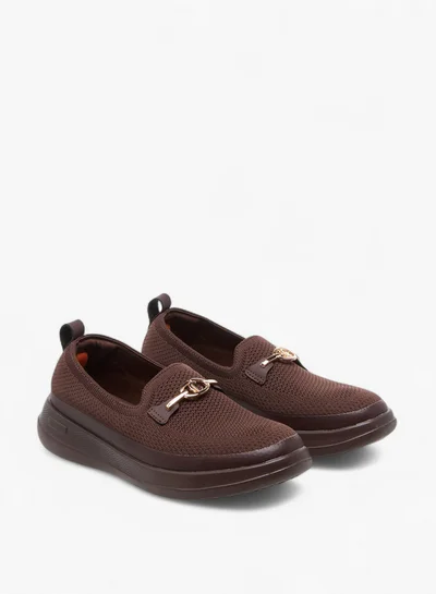 Le Confort Women's Metal Accent Flyknit Slip-On Loafers with Pull Tabs
