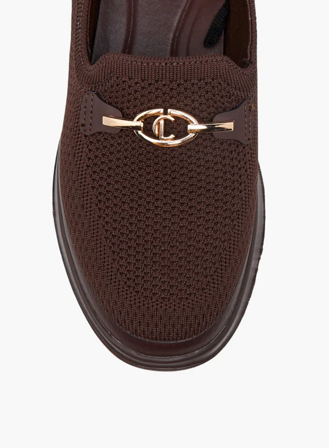 Le Confort Women's Metal Accent Flyknit Slip-On Loafers with Pull Tabs