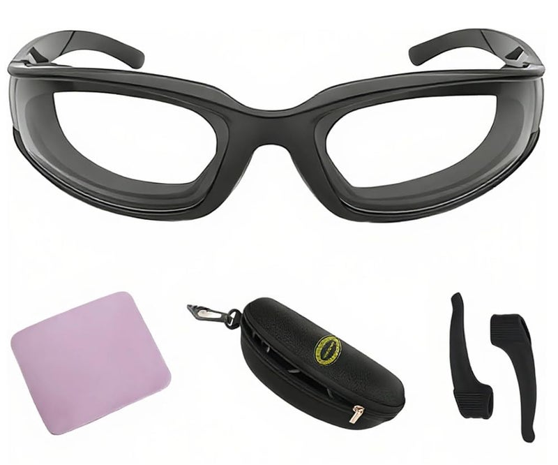 shenghang Onion Goggles Kitchen Grilling Glasses Tear Free Saftey Glasses for Kitchen Dustproof Anti fog Windproof (black) - Image 1