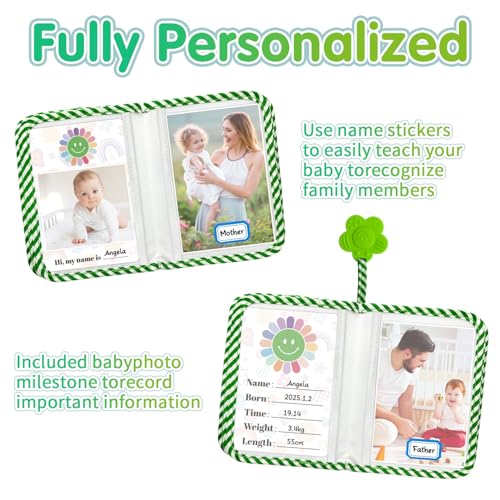 BOHEMIABY My First Family Photo Album for Baby, 4x6" Baby Photo Albums, Soft Toddler Photo Album with Milestone & Large Safety Mirror, Personalized Kids Baby Shower Gifts(Smiley Face) - Image 3