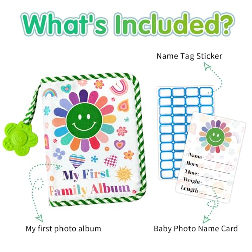 BOHEMIABY My First Family Photo Album for Baby, 4x6" Baby Photo Albums, Soft Toddler Photo Album with Milestone & Large Safety Mirror, Personalized Kids Baby Shower Gifts(Smiley Face) - Image 2