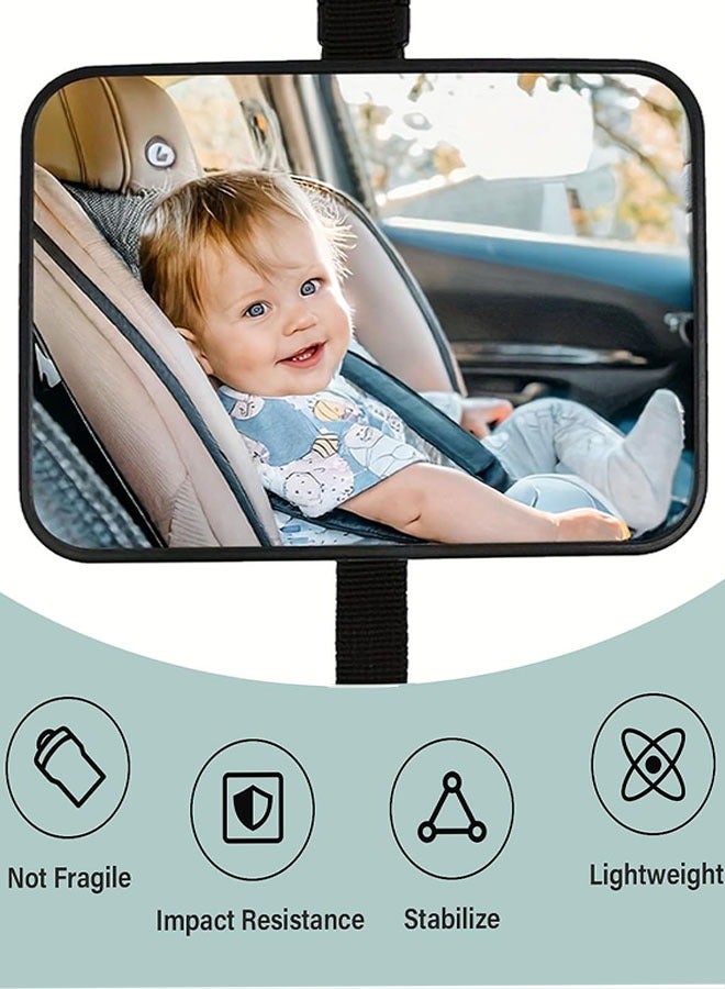 Baby Car Mirror, Babies Rear View Mirror for Car Back Seat, Adjustable Straps, See Infant in Vehicle for Most Cars  SUVs - Image 4