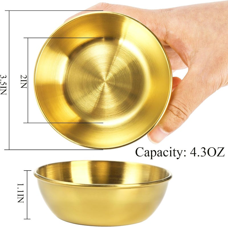 Cedilis 10 Pack 35inch Stainless Steel Sauce Dishes 43oz Gold Dipping Bowl Stackable Sushi Soy Sauce Cup Side Dishes Small Condiments Ingredient Bowl for Kitchen Prep - Image 2