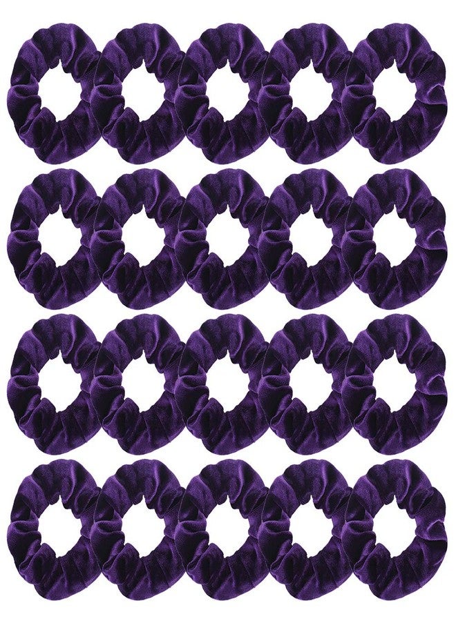 Didder 20 Pcs Hair Scrunchies Velvet Elastics Scrunchy Hair Ties Dark purple Soft Scrunchie Bobbles Ropes Scrunchie Solid color Hair Bands for Women Girls - Image 1