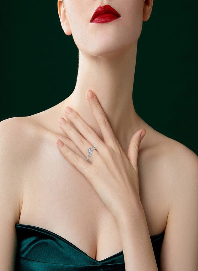 FJ Promise Ring for Women 18K White Gold Plated 925 Sterling Silver Cubic Zirconia Engagement Ring Anniversary Wedding Eternity Ring for Her Szie 9 - Image 5