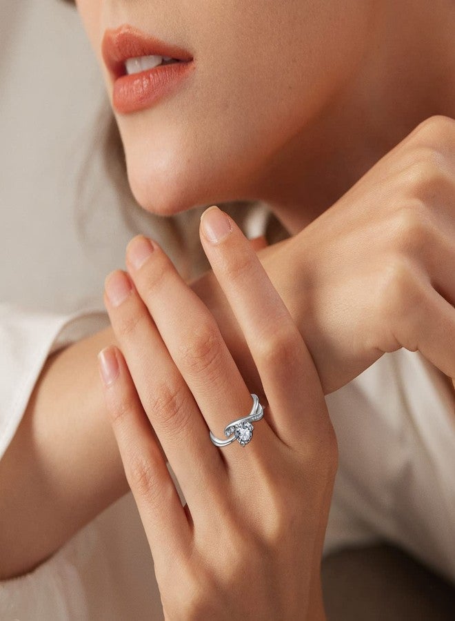 FJ Promise Ring for Women 18K White Gold Plated 925 Sterling Silver Cubic Zirconia Engagement Ring Anniversary Wedding Eternity Ring for Her Szie 9 - Image 4
