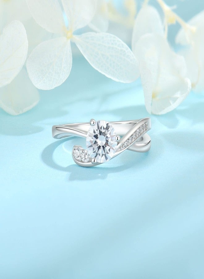 FJ Promise Ring for Women 18K White Gold Plated 925 Sterling Silver Cubic Zirconia Engagement Ring Anniversary Wedding Eternity Ring for Her Szie 9 - Image 3