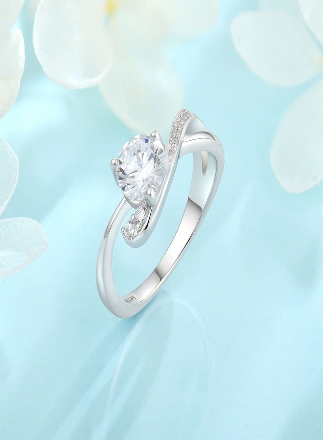 FJ Promise Ring for Women 18K White Gold Plated 925 Sterling Silver Cubic Zirconia Engagement Ring Anniversary Wedding Eternity Ring for Her Szie 9 - Image 2