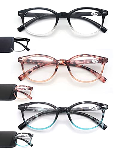 MODFANS Reading Glasses 1.25 Women 3 Pack Spring Hinge Fashion Round Stylish for Reading with Pouch - Image 2