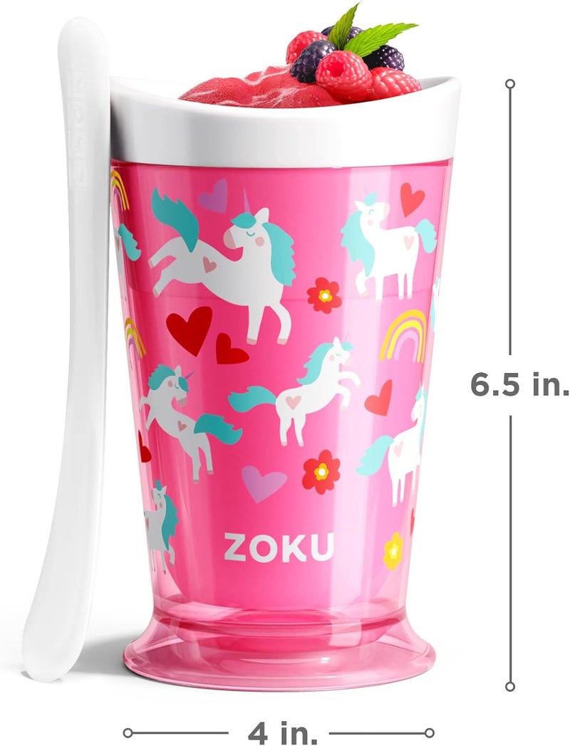 ZOKU صانع السلاش والشيك الأصلي، كوب سلاش لعمل سلاش منزلي سريع بحجم حصة واحدة، عصائر فواكه، وشيك في دقائق، خالي من BPA، وحيد القرن - Image 4