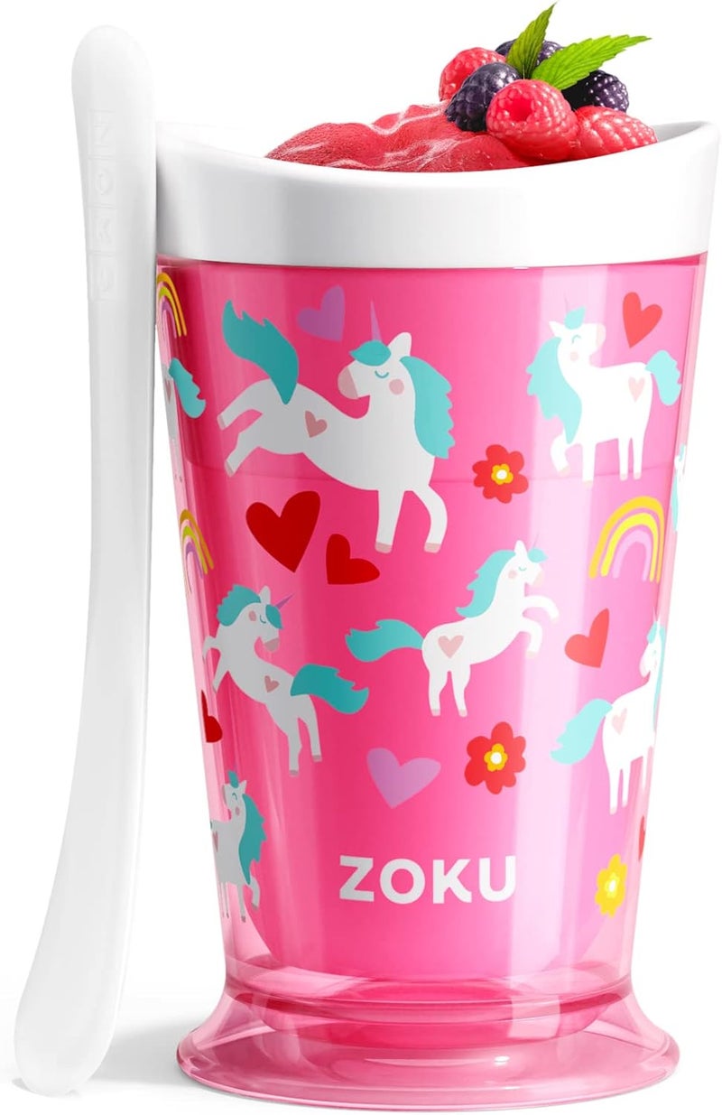 ZOKU صانع السلاش والشيك الأصلي، كوب سلاش لعمل سلاش منزلي سريع بحجم حصة واحدة، عصائر فواكه، وشيك في دقائق، خالي من BPA، وحيد القرن - Image 1