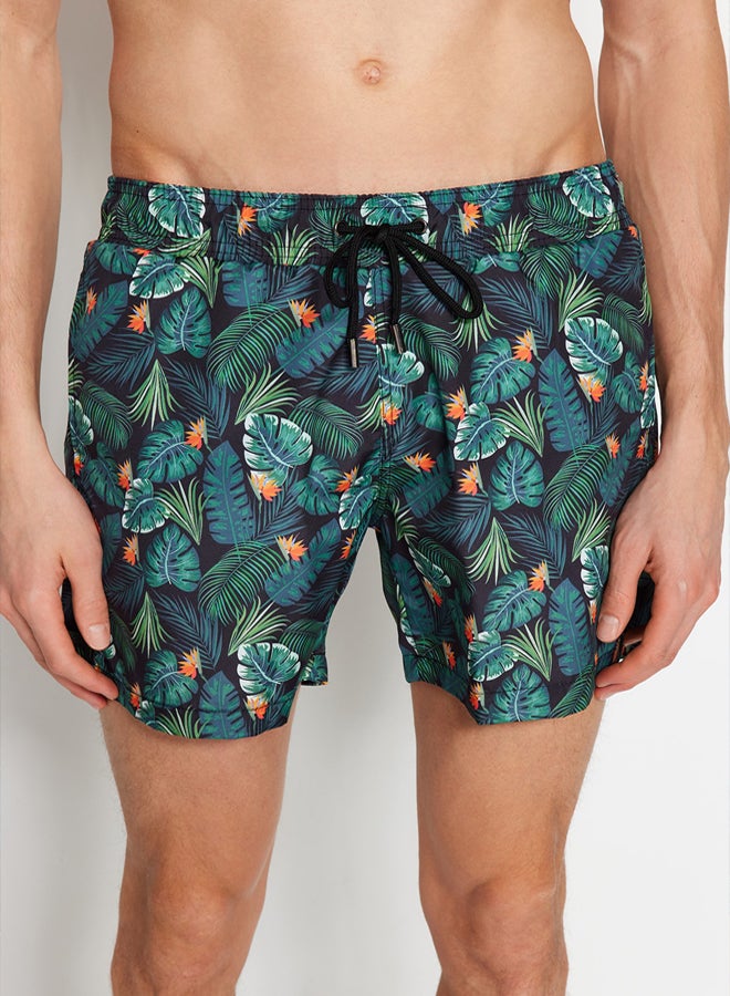Trendyol Man Green Tropical Printed Standard Size Swimsuit Swim Shorts - Image 4