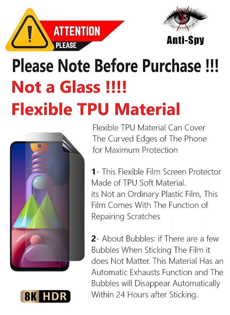 Unipha Flexible TPU Anti-Spy Privacy Screen Protector Designed For Samsung Galaxy M52 Self Healing Unbreakable HD Film - Image 2