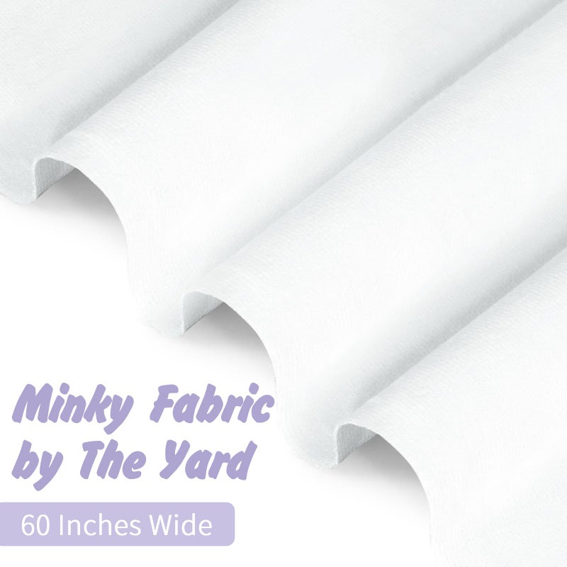 Entisn Minky Fabric by The Yard, 1 Yard x 60 Inch Wide Pre-Cut Minky Fleece Fabric White Cuddle Minky Fabric, Soft Plush Fabric Solid Minky for Blanket, Pillow Cover, Scarf, Sewing - Image 4