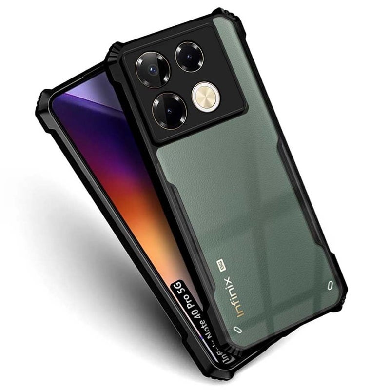 DD SON Shockproof Crystal Clear Back Cover Case for Infinix Note 40 Pro/Note 40 Pro Plus 5G - (PC & TPU, Black Bumper Cover) | 360 Degree Camera Protection | Transparent Hybrid Eagle Back Case Cover - Image 3