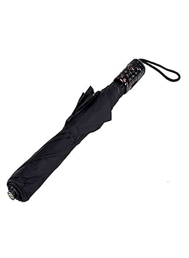 EXEMARTZ Black Umbrella for Rain and Sun Rays Protection for Girls/Boys | with UV Coated Inner Layer | Round Handle | 1 pc, Solid 2 fold Windproof Umberalla - Image 3